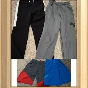 Boy Size S lot - 2 Nike Dri-Fit Shorts, Under Armour &Tek Gear Jogger Pants